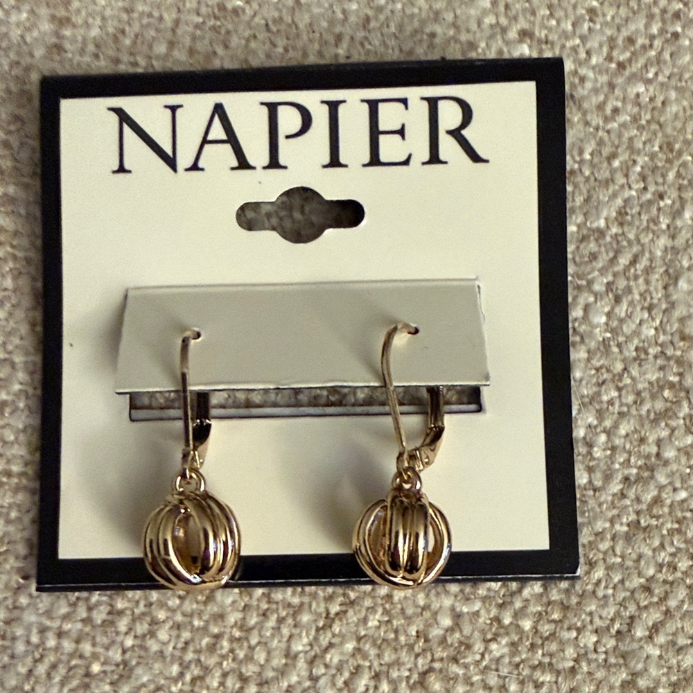 Napier Gold Cage Drop Earrings